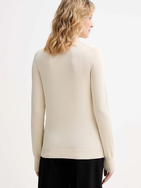 Filippa K sweter damski kolor beżowy lekki z półgolfem 31664