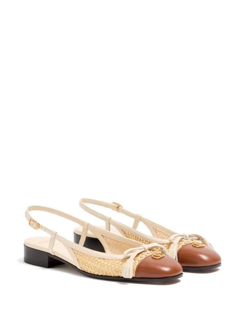 Valentino Garavani Valet Du Roi slingback ballerinas in raffia and kidskin 25mm - Neutrals - zdjęcie produktu nr 2