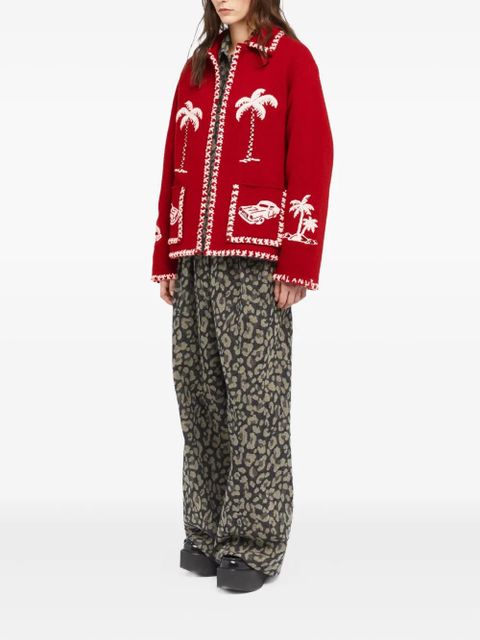 Alanui Remember Me palm-tree car wool jacket - 2701-Fire-White - zdjęcie produktu nr 2