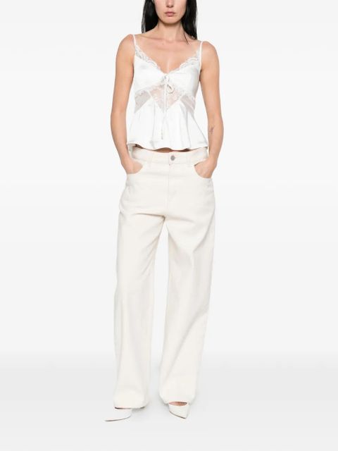 Self-Portrait satin lace top - White - zdjęcie produktu nr 2