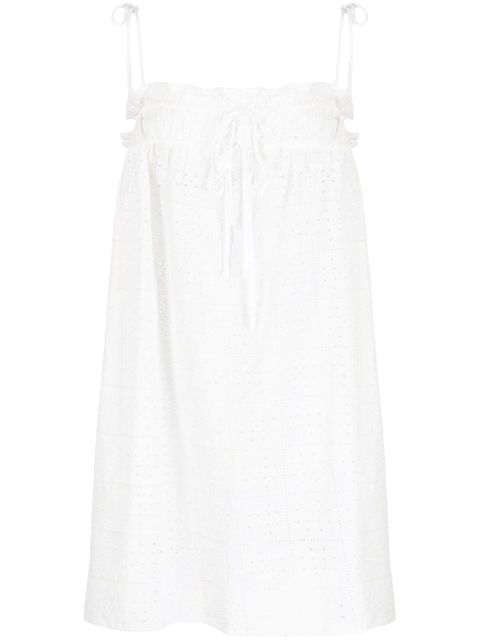 GANNI broderie-anglaise cotton minidress - White - zdjęcie produktu nr 1