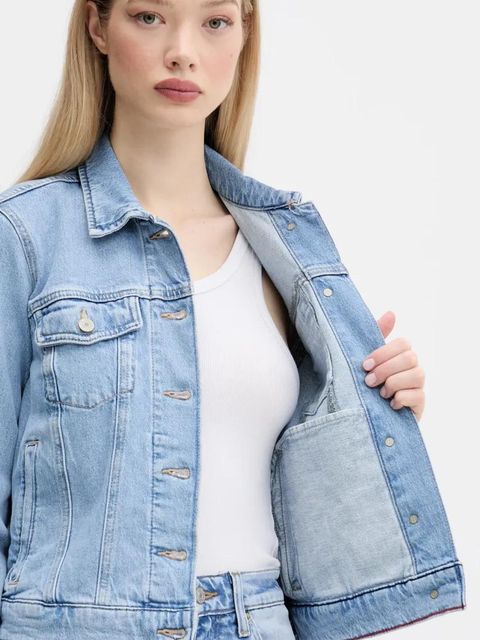 Tommy Jeans kurtka jeansowa kolor niebieski przejściowa DW0DW20123