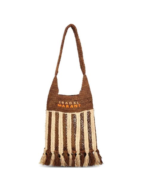 ISABEL MARANT striped-pattern raffia shoulder bag - Brown - zdjęcie produktu nr 1