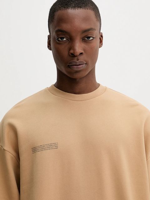 Pangaia bluza bawełniana kolor beżowy z nadrukiem 10000183