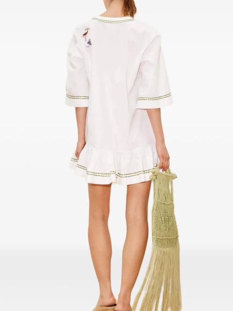 ALEMAIS Camelia embroidered ruffled dress - White