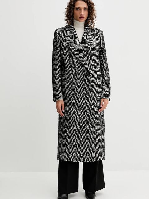 BOSS Orange płaszcz z dodatkiem wełny kolor czarny 50548092 - zdjęcie produktu nr 1