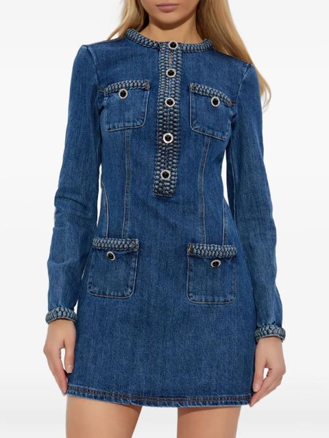 Self-Portrait braided-detail denim dress - Blue
