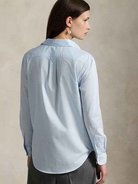 Polo Ralph Lauren koszula bawełniana damska kolor niebieski regular z kołnierzykiem klasycznym 211A92177