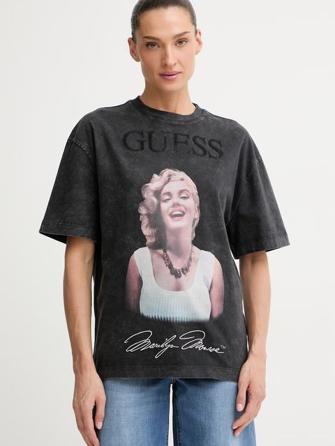 Guess T-shirt oversize damski bawełniany MARILYN MONROE - zdjęcie produktu nr 1