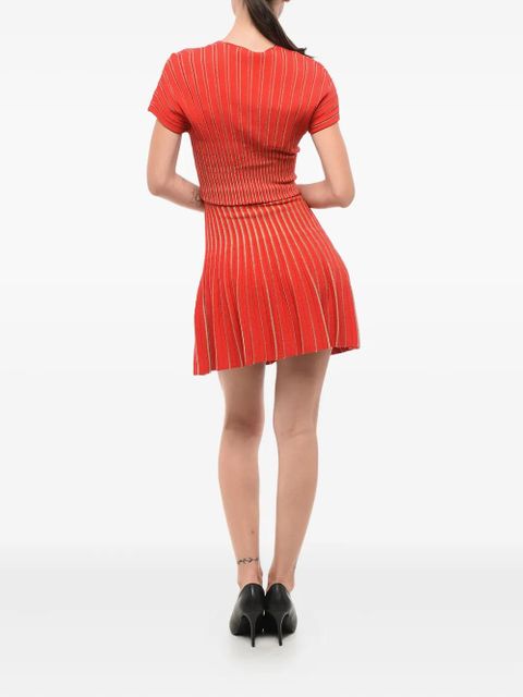 Balmain pleated V-neck dress - Red