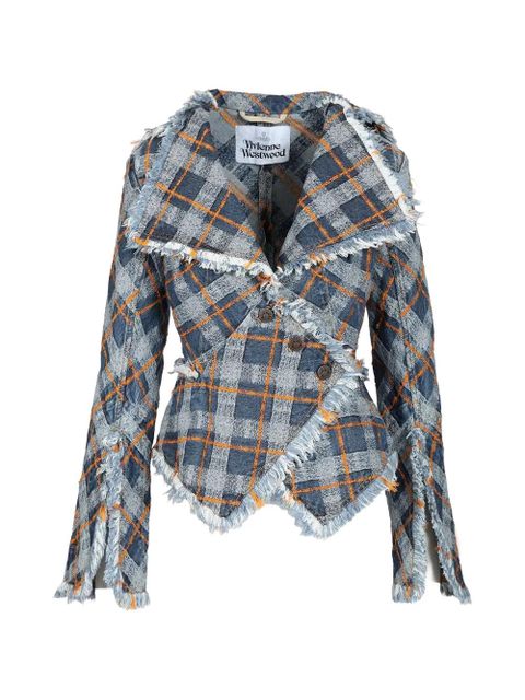 Vivienne Westwood fringed-check cotton jacket - Blue - zdjęcie produktu nr 1