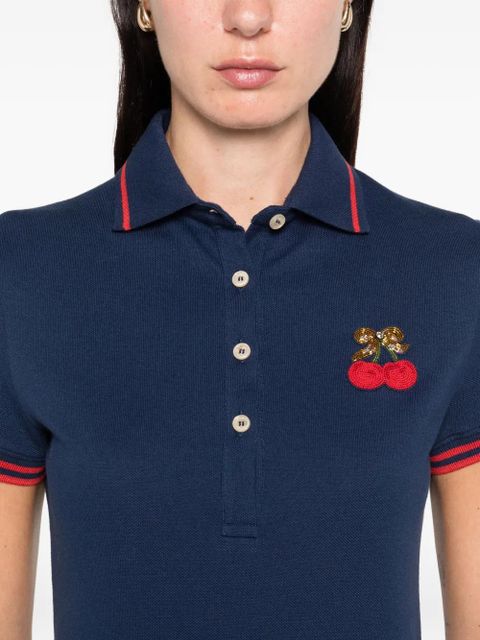 Valentino Garavani cherry-embellished polo top - Blue