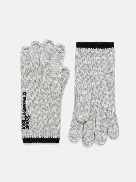 Karl Lagerfeld Jeans rękawiczki z domieszką wełny damskie kolor szary A4W33090 - zdjęcie produktu nr 1