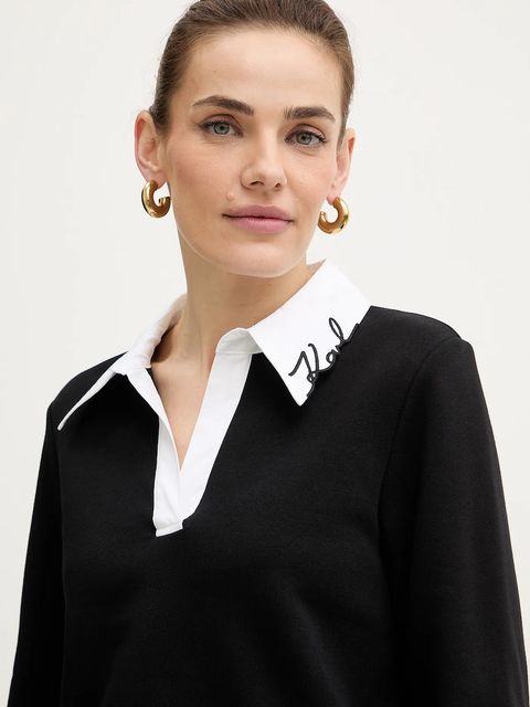 Karl Lagerfeld bluza damska kolor czarny gładka B1W20020