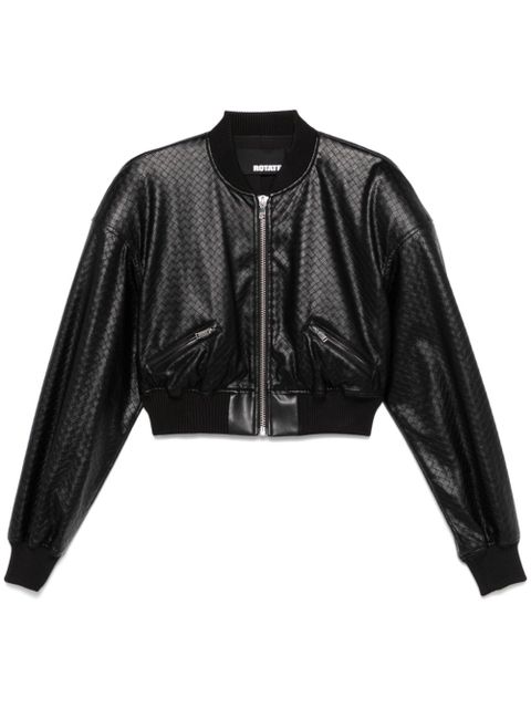 ROTATE BIRGER CHRISTENSEN braided cropped bomber jacket - Black