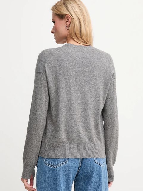 United Colors of Benetton kardigan z dodatkiem wełny damski kolor szary lekki 102HD6052 - zdjęcie produktu nr 2