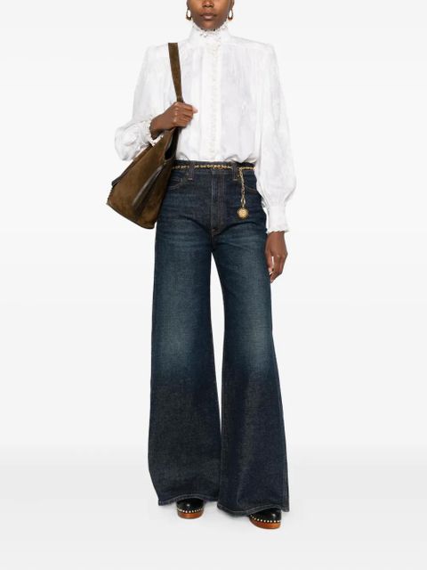 Chloé ruffled jacquard blouse - White