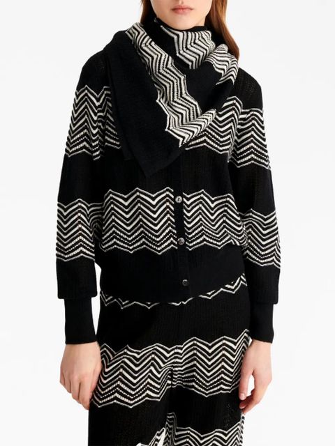 ERES Vinyl wave-intarsia scarf - Black - zdjęcie produktu nr 2