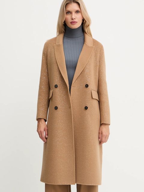 Simona Corsellini płaszcz wełniany kolor brązowy A25CPCPV0202 - zdjęcie produktu nr 1