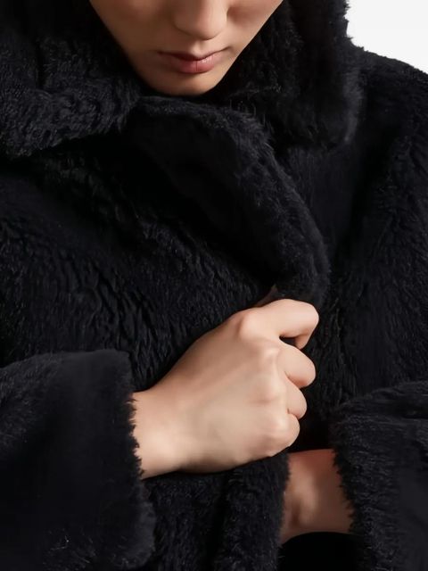 Max Mara Teddy fleece-collar coat - Black