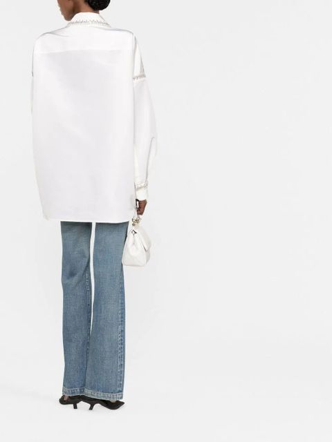 Valentino Garavani embellished-trim long-sleeve shirt - Neutrals