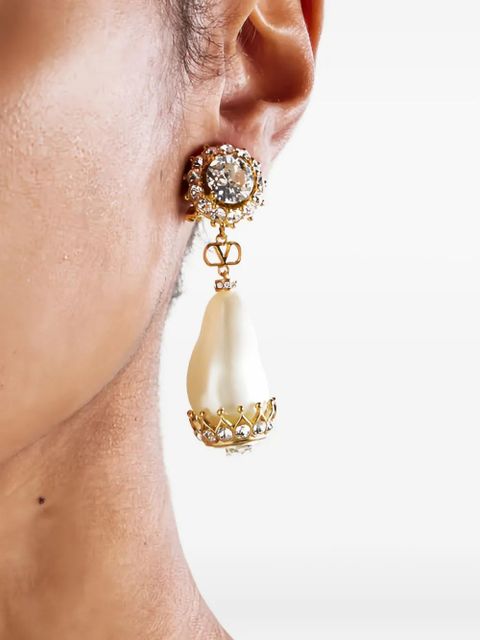 Valentino Garavani VLogo Signature crystal-embellished pearl earrings - White