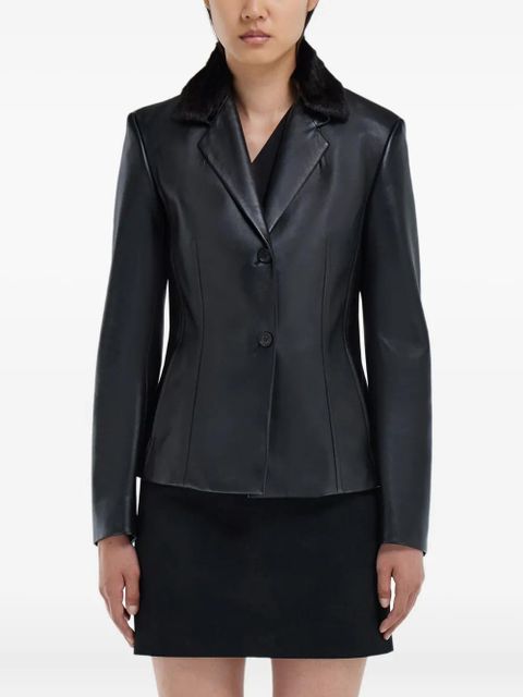 Ferragamo shearling-collar nappa blazer - Black