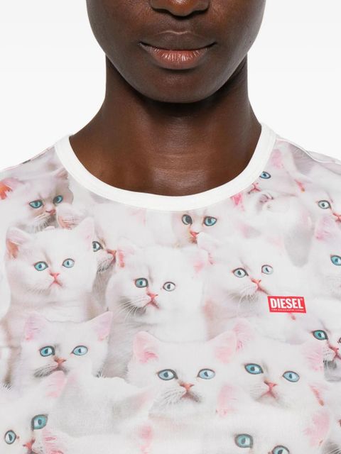 Diesel all-over cat-print short-sleeved T-shirt - White