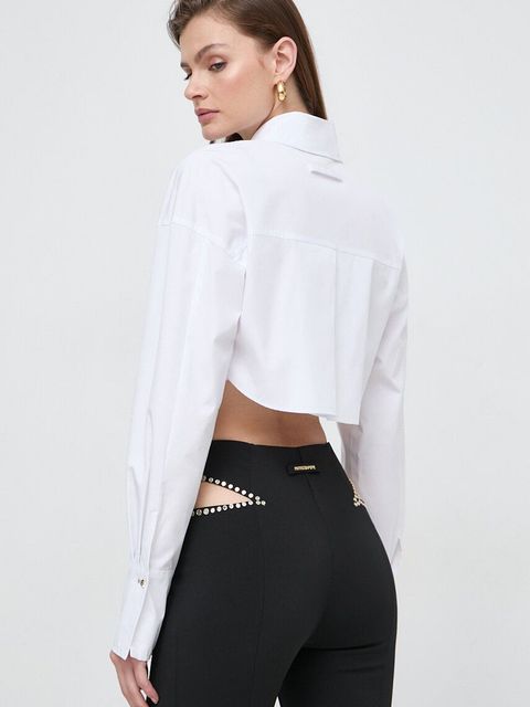 Patrizia Pepe koszula bawełniana damska kolor biały regular z kołnierzykiem klasycznym 8C0696 A391