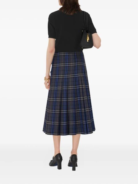 Burberry check wool midi kilt - Grey