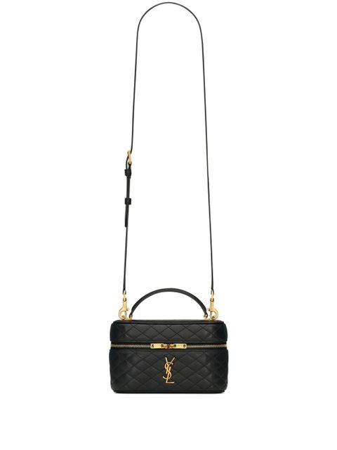 Saint Laurent mini logo-plaque vanity bag - Black - zdjęcie produktu nr 1