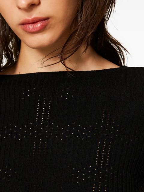 TWINSET ribbed long-sleeve knitted T-shirt - Black