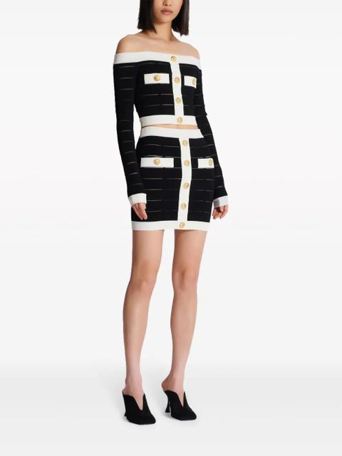 Balmain off-shoulder knitted top - Black