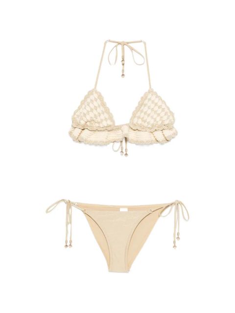 ZIMMERMANN crochet ruffled bikini - Neutrals - zdjęcie produktu nr 1