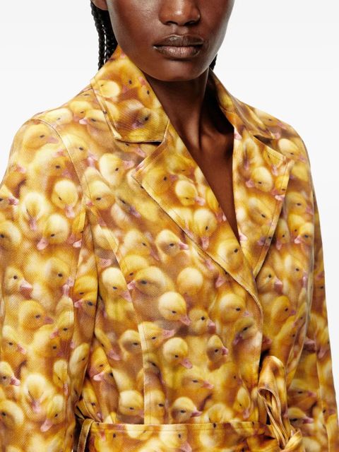 Diesel G-Oji duckling-print belted coat - Yellow