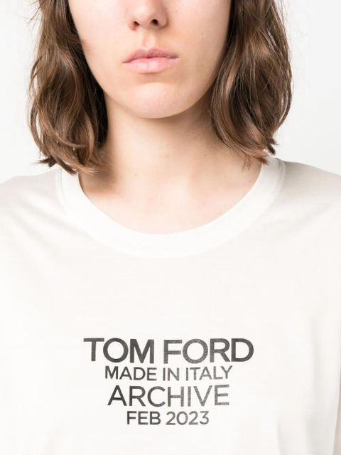 TOM FORD logo-print silk T-shirt - White