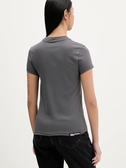 Karl Lagerfeld Jeans t-shirt bawełniany damski kolor szary A1W17004