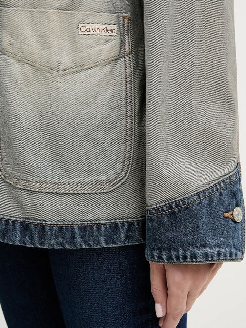 Calvin Klein Jeans kurtka jeansowa bawełniana kolor niebieski przejściowa LV047D753G