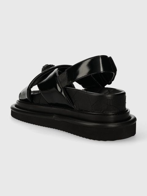 Kurt Geiger London sandały skórzane Orson Cross Strap Sandal damskie kolor czarny na platformie 2028900309
