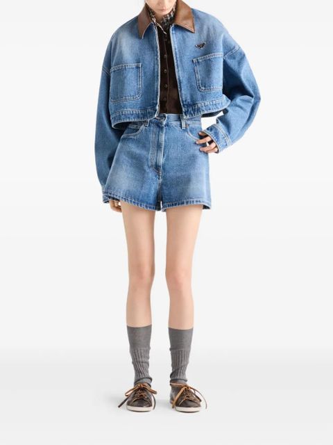 Prada high-rise patch-pocket denim shorts - Blue - zdjęcie produktu nr 2