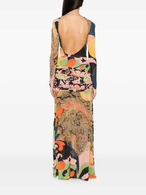 ETRO paisley-print draped maxi dress - Green