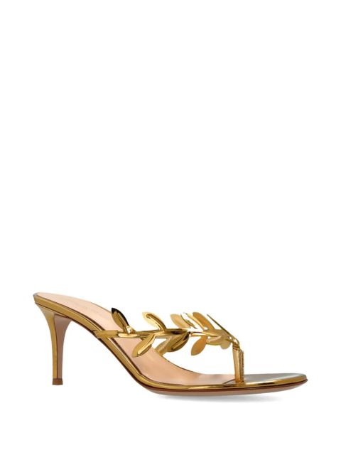 Gianvito Rossi leaf-motif heeled mule - Gold - zdjęcie produktu nr 2