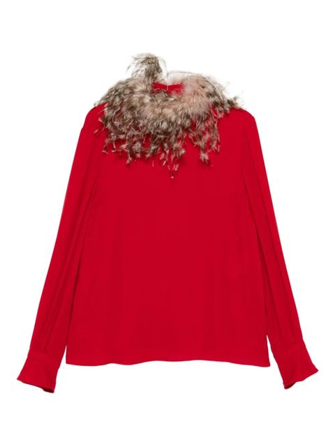 Valentino Garavani feather-trim blouse - Red - zdjęcie produktu nr 1