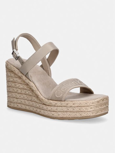 Calvin Klein sandały na koturnie WEDGE ESPAD 70 WEBBING LTH - zdjęcie produktu nr 1