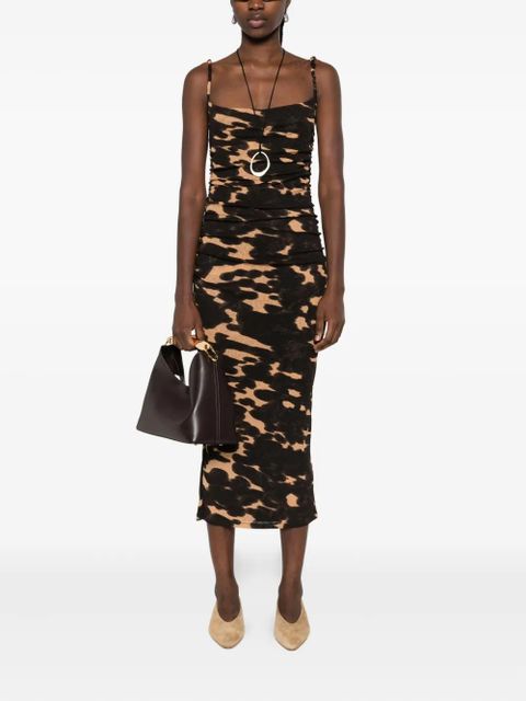 Nanushka ruched print midi dress - Brown - zdjęcie produktu nr 2