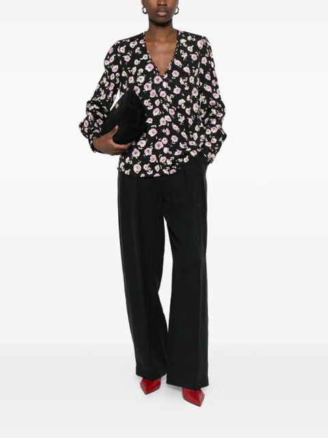 TWINSET floral V-neck blouse - Black - zdjęcie produktu nr 2