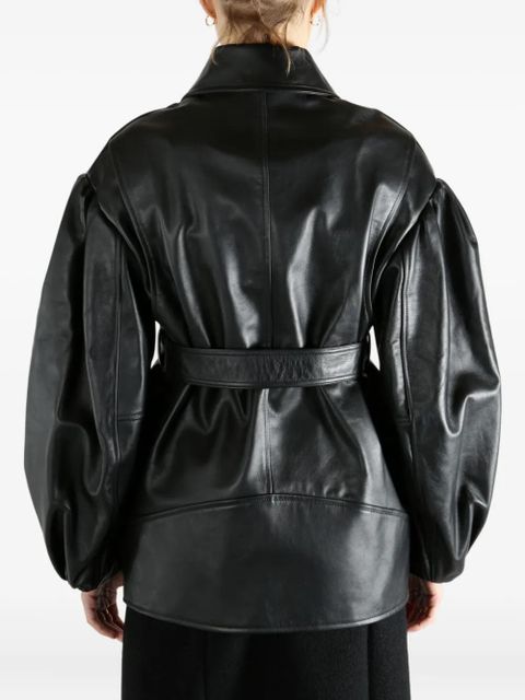Simone Rocha belted leather jacket - Black