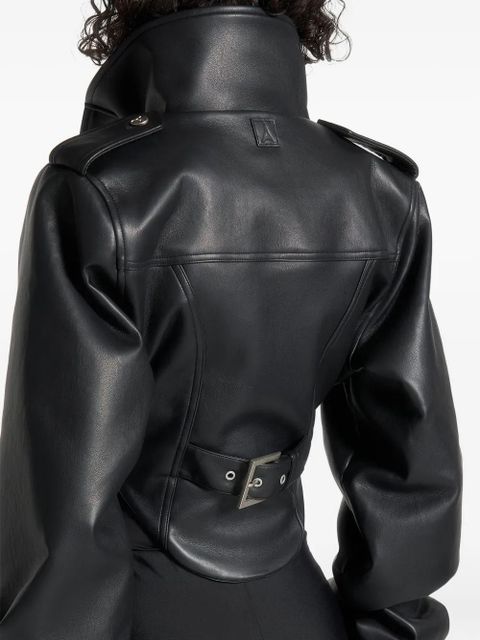 Manière De Voir Solange leather tacked-sleeve corset jacket - Black