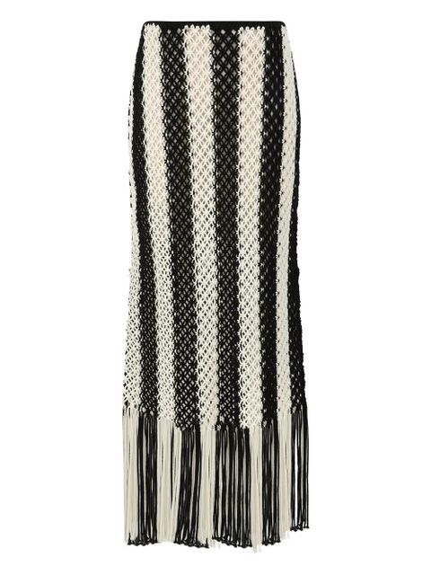ZIMMERMANN macramé-fabric fringed-hem maxi skirt - Neutrals - zdjęcie produktu nr 2
