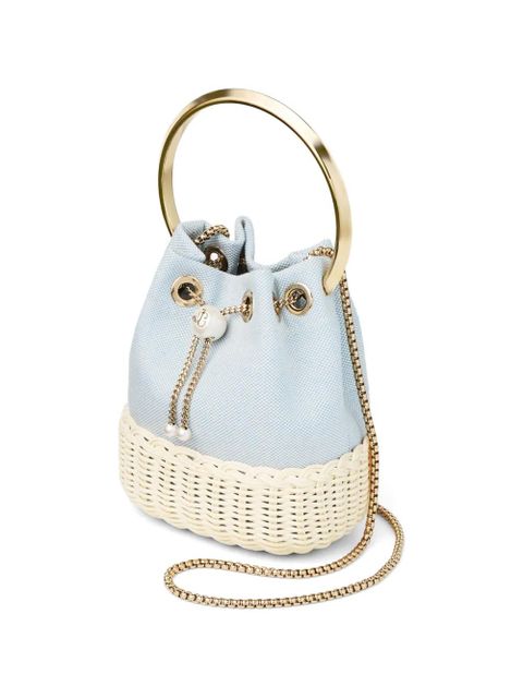 Jimmy Choo wicker handle bucket bag - Blue